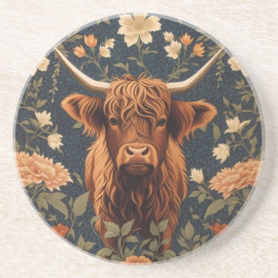 Dessous De Verre En Grès Belle vache Highland Vintage Floral