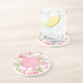 Dessous De Verre En Grès Belles fleurs de pêche couleur rose printemps (Côté)