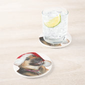 Dessous De Verre En Grès Berger allemand de Noël (Côté)