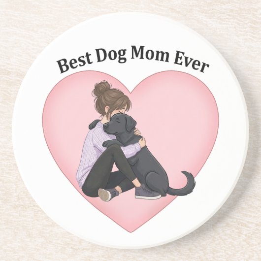 Dessous De Verre En Grès Best Dog Mom Ever Black Lab (Devant)