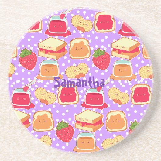 Dessous De Verre En Grès Beurre D'Arachide Et Jelée De Fraise (Devant)