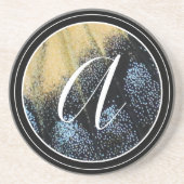 Dessous De Verre En Grès Beurre simple aile jaune et bleu (Devant)