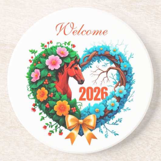 Dessous De Verre En Grès Bienvenue 2026 (Devant)