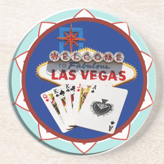 Dessous De Verre En Grès Bienvenue à Las Vegas Casino Chip (Devant)