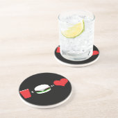 Dessous De Verre En Grès bière + hamburger = amour (Côté)