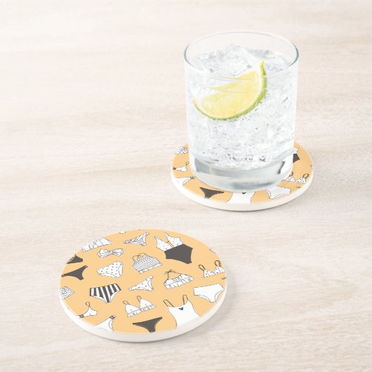 Dessous De Verre En Grès Bikini tropical : Motif d'été à main (Côté)