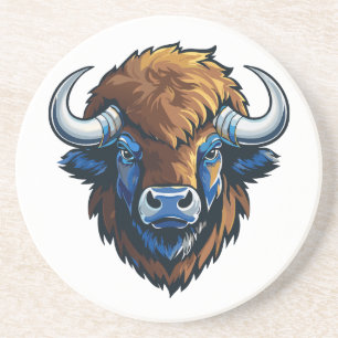 Dessous De Verre En Grès bison à grandes cornes