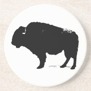 Dessous De Verre En Grès Bison de Buffalo Art noir et blanc
