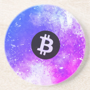 Dessous De Verre En Grès Bitcoin Aquarelle (Style 2 - Miami)