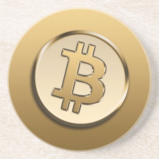 Dessous de verre en grès Bitcoin doré (Devant)