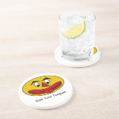 Dessous De Verre En Grès Bite Ta Langue Drôle Visage Jaune (Côté)