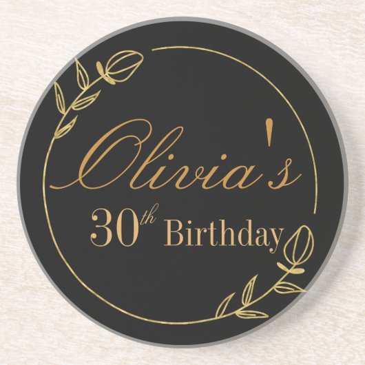 Dessous De Verre En Grès Black and Gold Personalized (Devant)