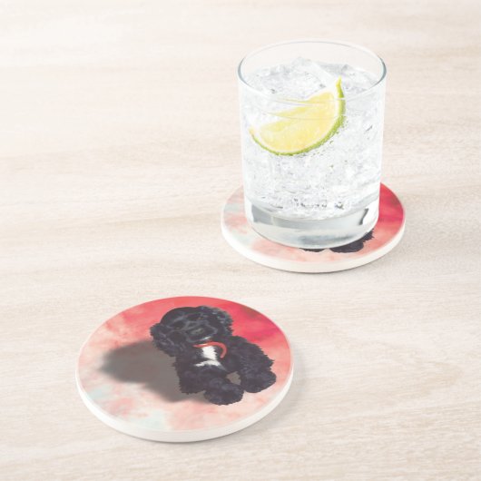 Dessous De Verre En Grès Black Cocker Spaniel Puppy - Abby (Côté)