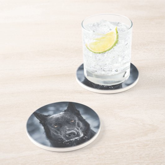 Dessous De Verre En Grès Black German Shepherd (Côté)