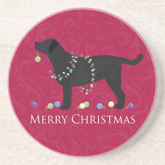 Dessous De Verre En Grès Black Lab Joyeux Noël Design (Devant)