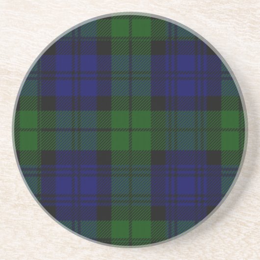 Dessous De Verre En Grès Black Watch Tartan bleu vert Plaid (Devant)