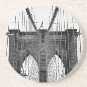 Dessous De Verre En Grès Black White Brooklyn Bridge New York