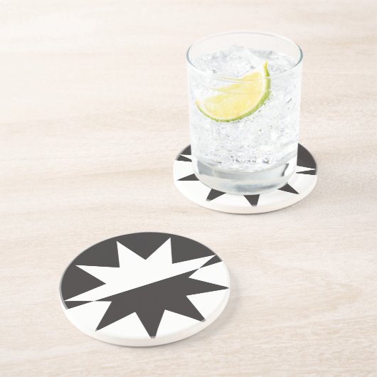 Dessous De Verre En Grès Black White Deco (Côté)