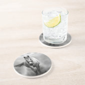 Dessous De Verre En Grès Black White Runse Horse Freedom (Côté)