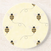 Dessous De Verre En Grès Black Yellow Gold Bees (Devant)