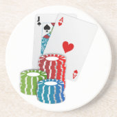 Dessous De Verre En Grès Blackjack avec jetons de poker (Devant)