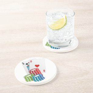 Dessous De Verre En Grès Blackjack avec jetons de poker