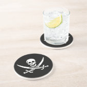 Dessous De Verre En Grès Blanc, Drapeau Pirate Calico Jack, Crâne & Cutlass (Côté)
