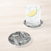 dessous de verre en grès blanc iCu2_Blck (Côté)