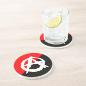 Dessous De Verre En Grès Blanc noir et drapeau rouge d'anarchiste (Côté)
