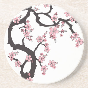 Dessous De Verre En Grès Blanc Sakura - Design japonais