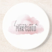 Dessous De Verre En Grès Blanc Vivre Sur Un Nuage Rose (Devant)