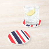 Dessous De Verre En Grès Blancs, Bleus Et Rouges (Côté)