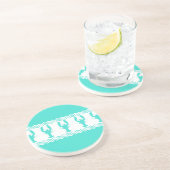 Dessous De Verre En Grès Blancs turquoise (Côté)