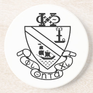 Dessous De Verre En Grès Blason de Phi Chi Theta N&B