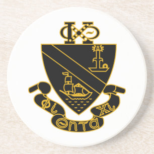 Dessous De Verre En Grès Blason de Phi Chi Theta Or et Noir