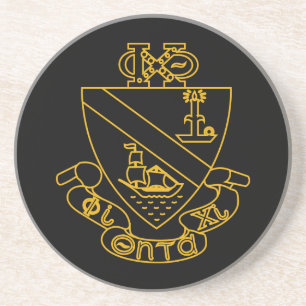 Dessous De Verre En Grès Blason de Phi Chi Theta Or et Noir