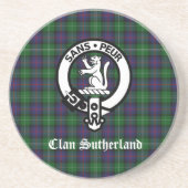 Dessous De Verre En Grès Blason et tartan du Clan Sutherland (Devant)