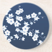Dessous De Verre En Grès Bleu blanc de cerisier (Devant)