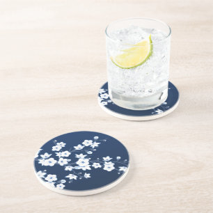 Dessous De Verre En Grès Bleu blanc de cerisier