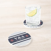 Dessous De Verre En Grès Bleu Bleu Bleu Marine Marine (Côté)