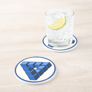 Dessous De Verre En Grès Bleu Bleu Noir Blancs Impossible Triangle Blocs