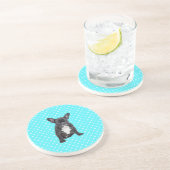 Dessous De Verre En Grès Bleu Chien à Chien à Chien Bleu Pois mignon (Côté)