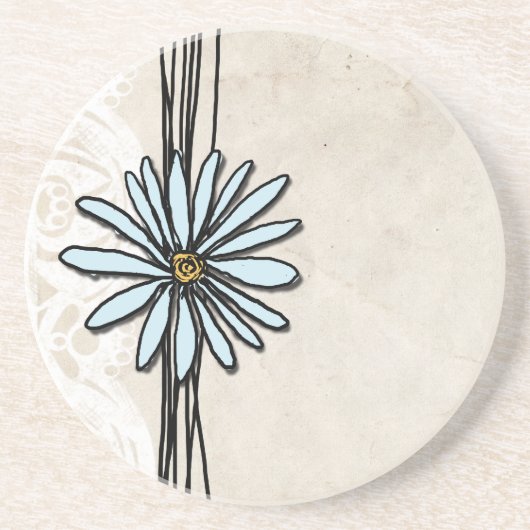 Dessous De Verre En Grès Bleu clair Vintage (Devant)