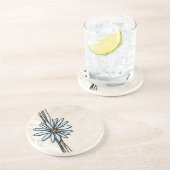 Dessous De Verre En Grès Bleu clair Vintage (Côté)