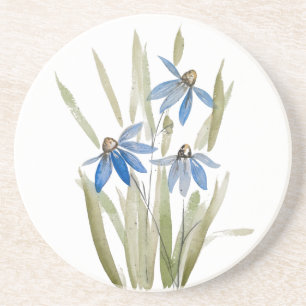 Dessous de verre en grès bleu Daisies