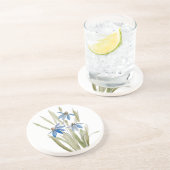 Dessous de verre en grès bleu Daisies (Côté)