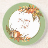 Dessous De Verre En Grès Bleu d'automne et citrouille avec texte personnali (Devant)