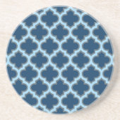 Dessous De Verre En Grès Bleu et Bébé Bleu Trellis, treillis, Quatrefoil (Devant)