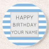 Dessous De Verre En Grès Bleu Et Blanc Joyeux Anniversaire (Devant)