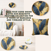 Dessous de verre en grès bleu et jaune à plumes